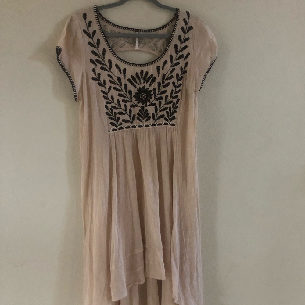 Anthropologie $279 Free People Boho Hi-Low Flowy Open Back Dress Sz L